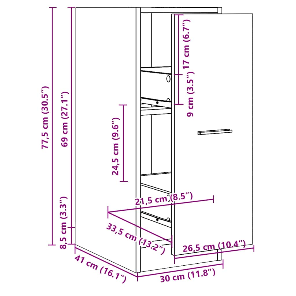 Apothekerschrank Weiß 30 x 41 x 174,5 cm Holzwerkstoff