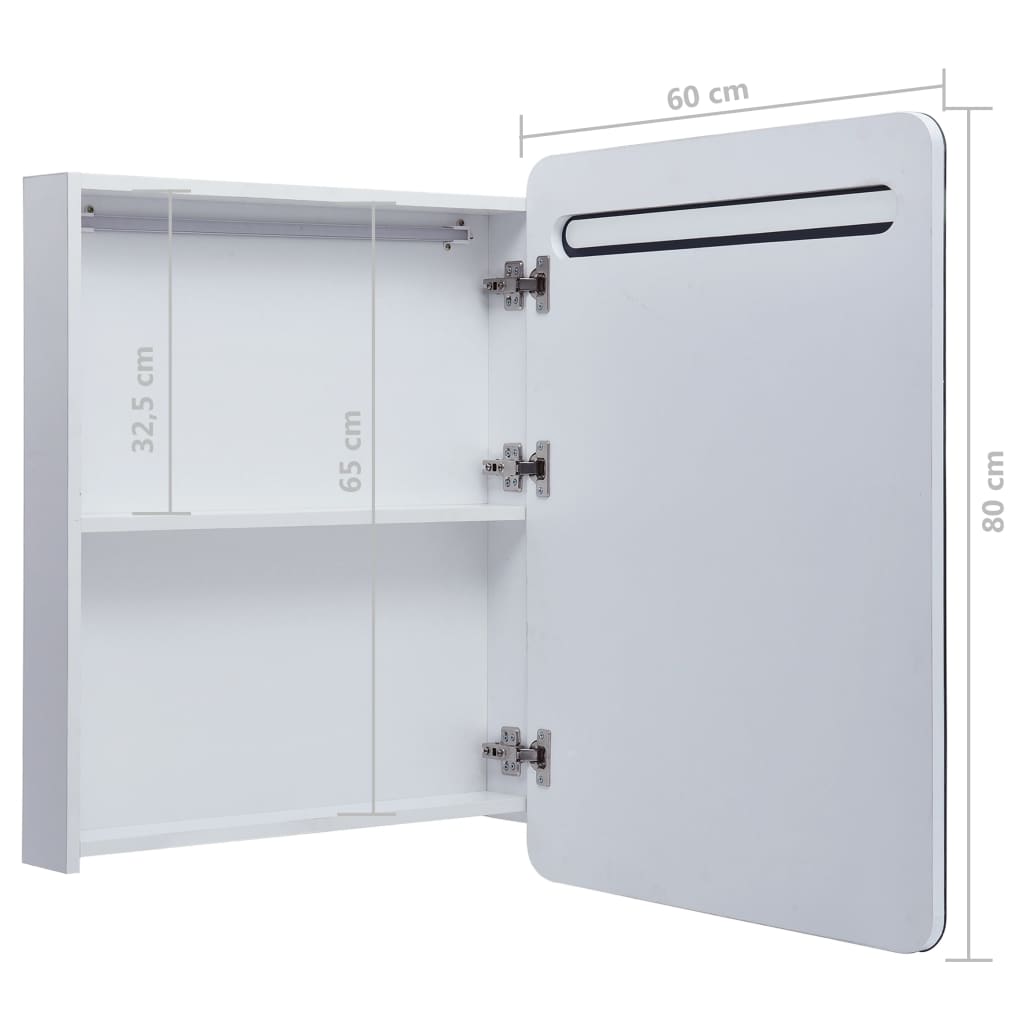 LED-Bad-Spiegelschrank Glänzendes Grau 60x11x80 cm