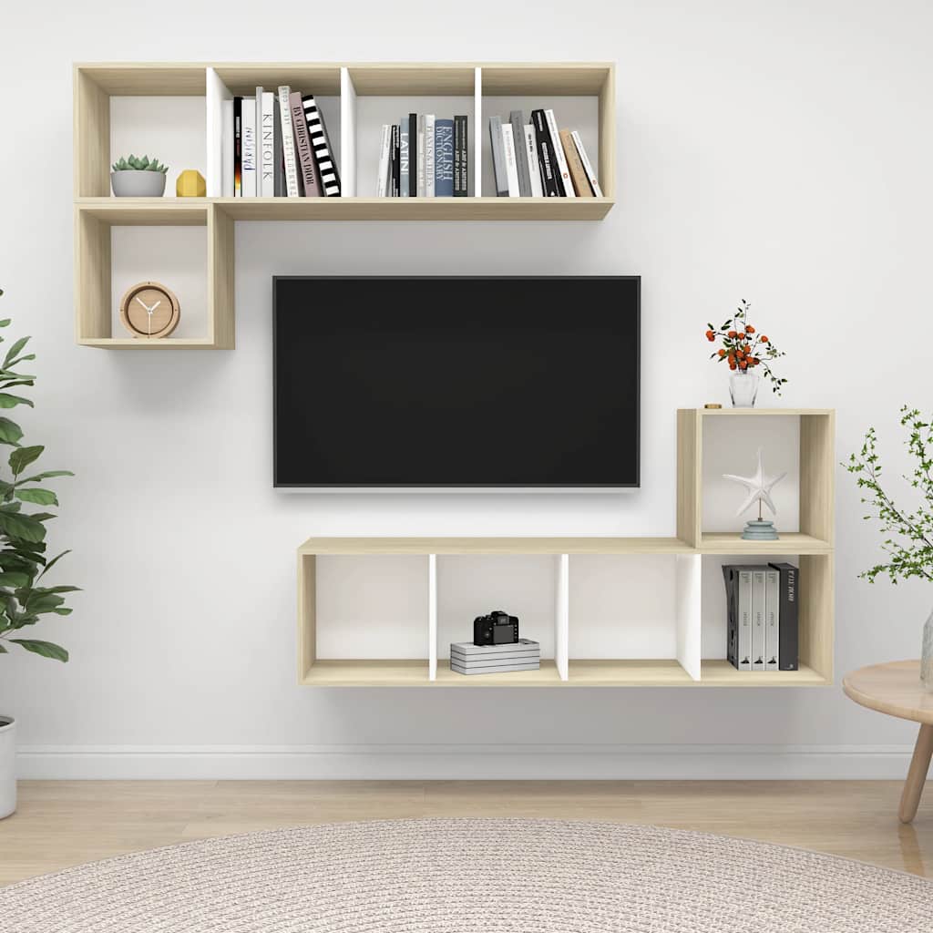 4-tlg. TV-Schrank-Set Weiß Holzwerkstoff