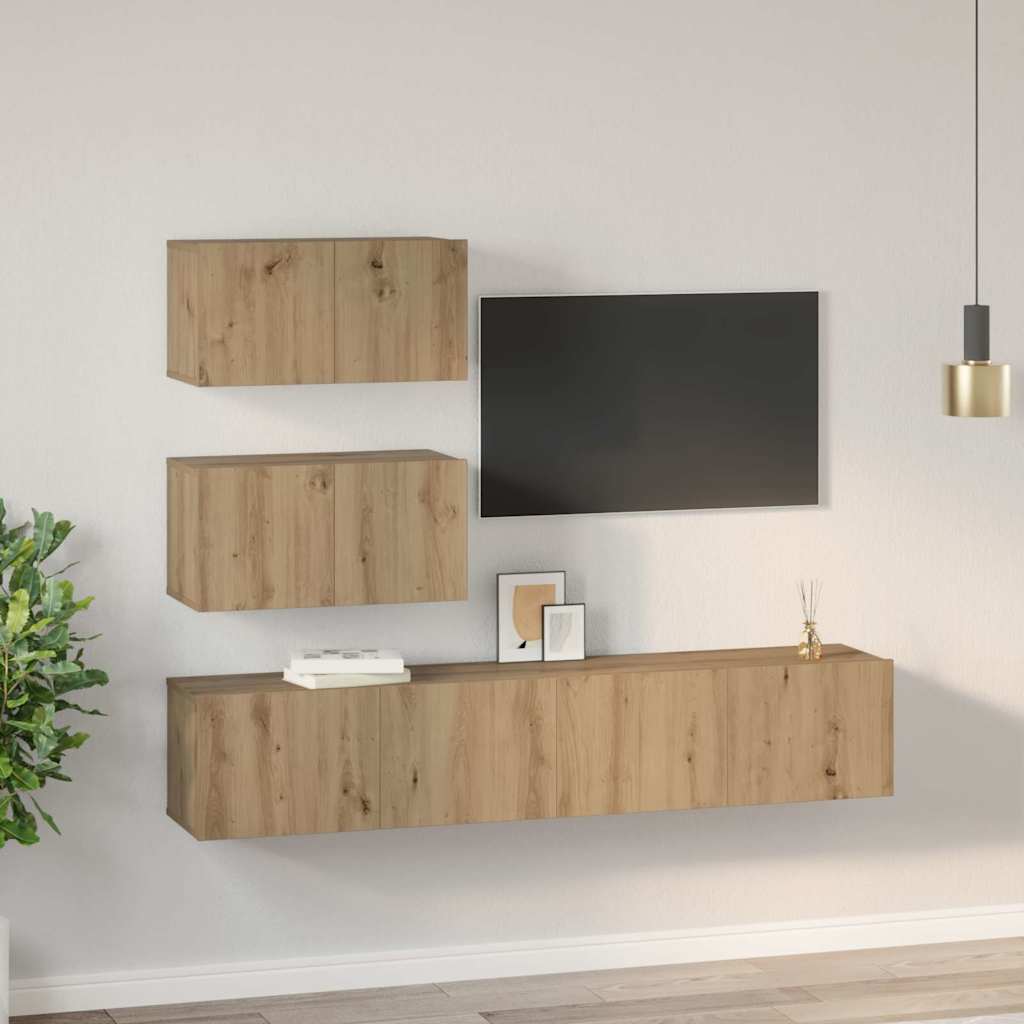4-tlg. TV-Schrank-Set Weiß Holzwerkstoff