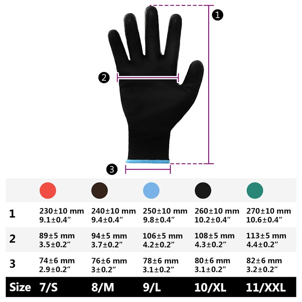 Arbeitshandschuhe 12 pcs Schwarz 7 / S Polyester