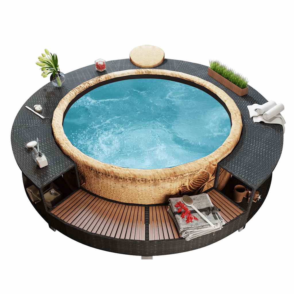 Whirlpool-Umrandung Grau Poly Rattan