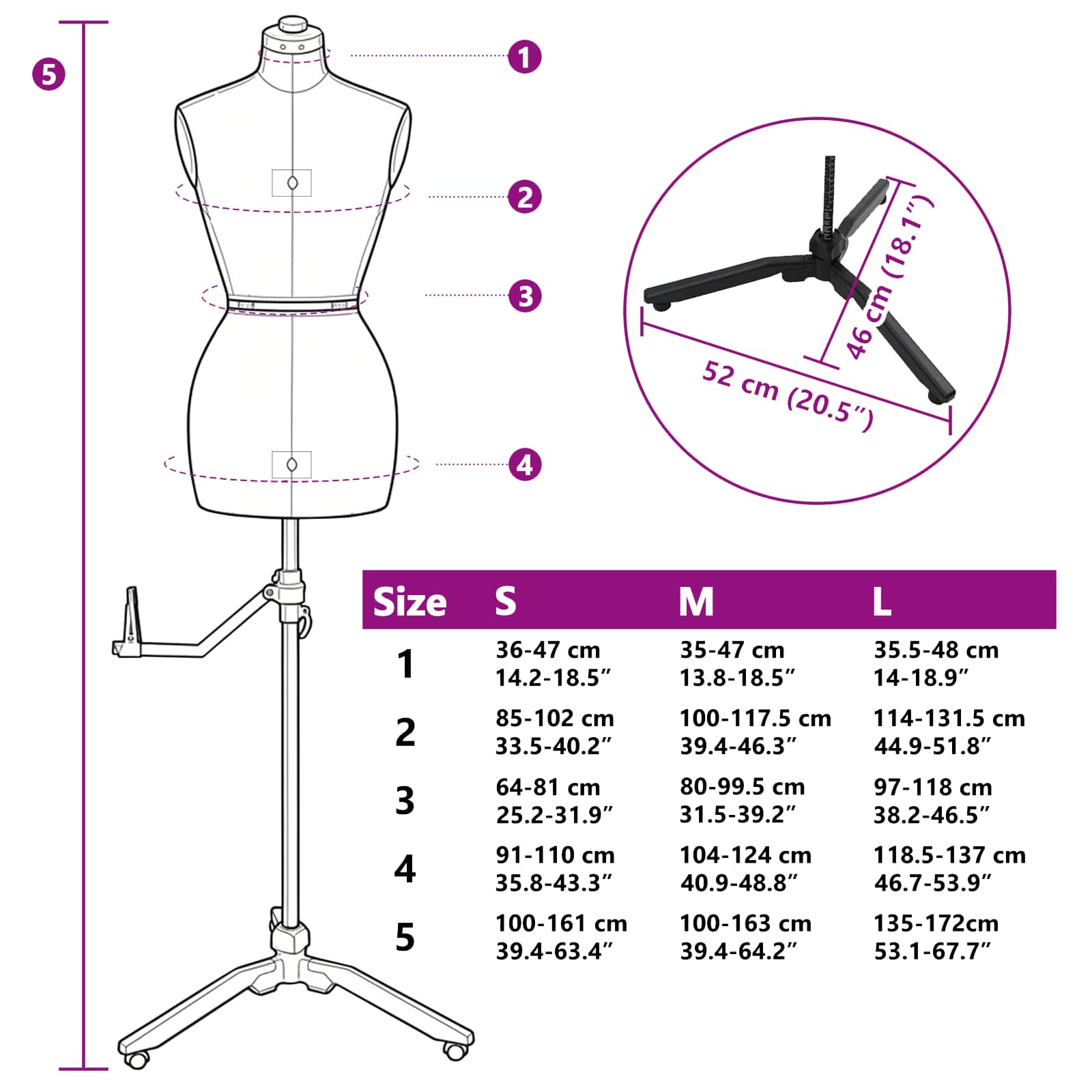 Verstellbare Kleiderform für Damen Creme S Samt