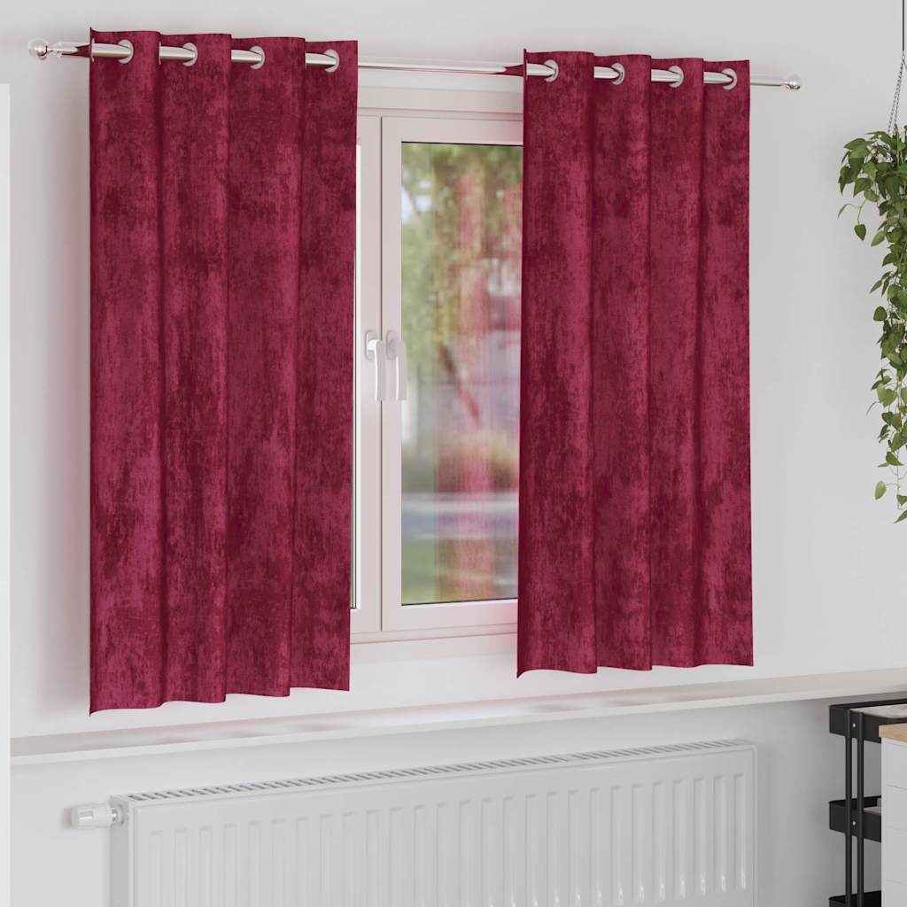 Samtvorhänge mit Vorhängen 2 pcs Weinrot 140 x 140 cm Samt