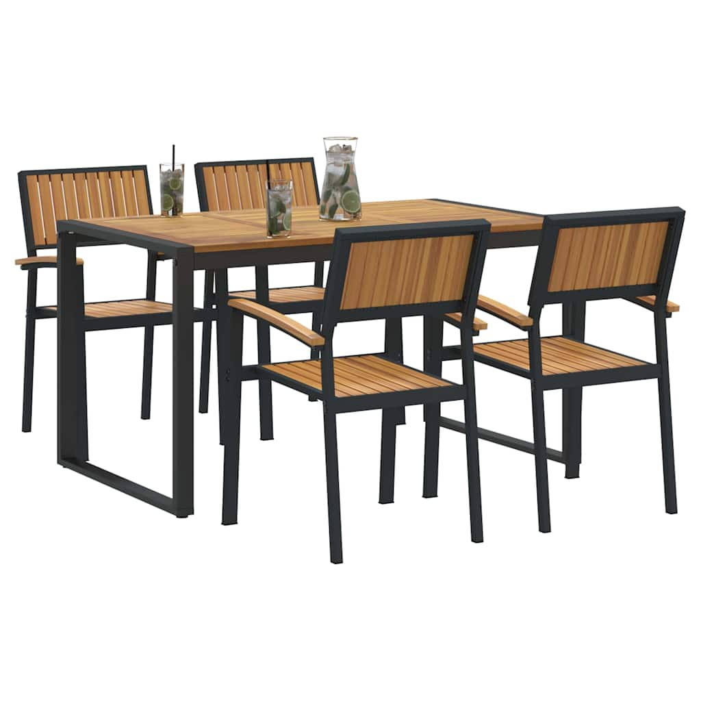 Garten Essgruppe 5 pcs Grau Massivholz Akazie