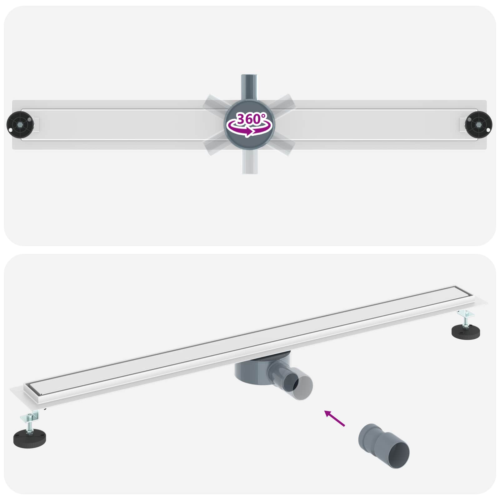 Duschablauf 2-in-1 mit 360° Siphon Silber 54 x 11 x 9,5 cm