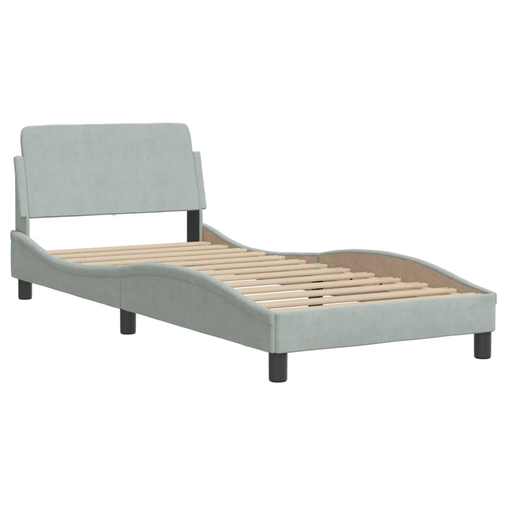 Bett mit Matratze "Hanko" Hellgrau 80x200 cm Samt