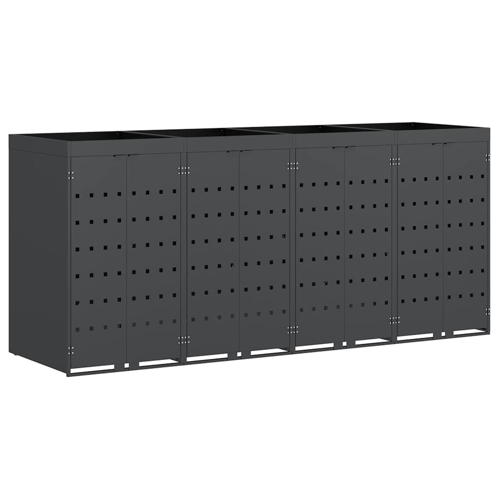 Mülltonnenbox für 2 Tonnen Schwarz 138x79x117 cm Stahl