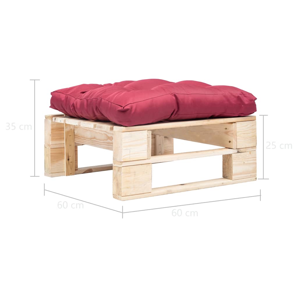 Garten-Palettenhocker mit Kissen Holz Natur