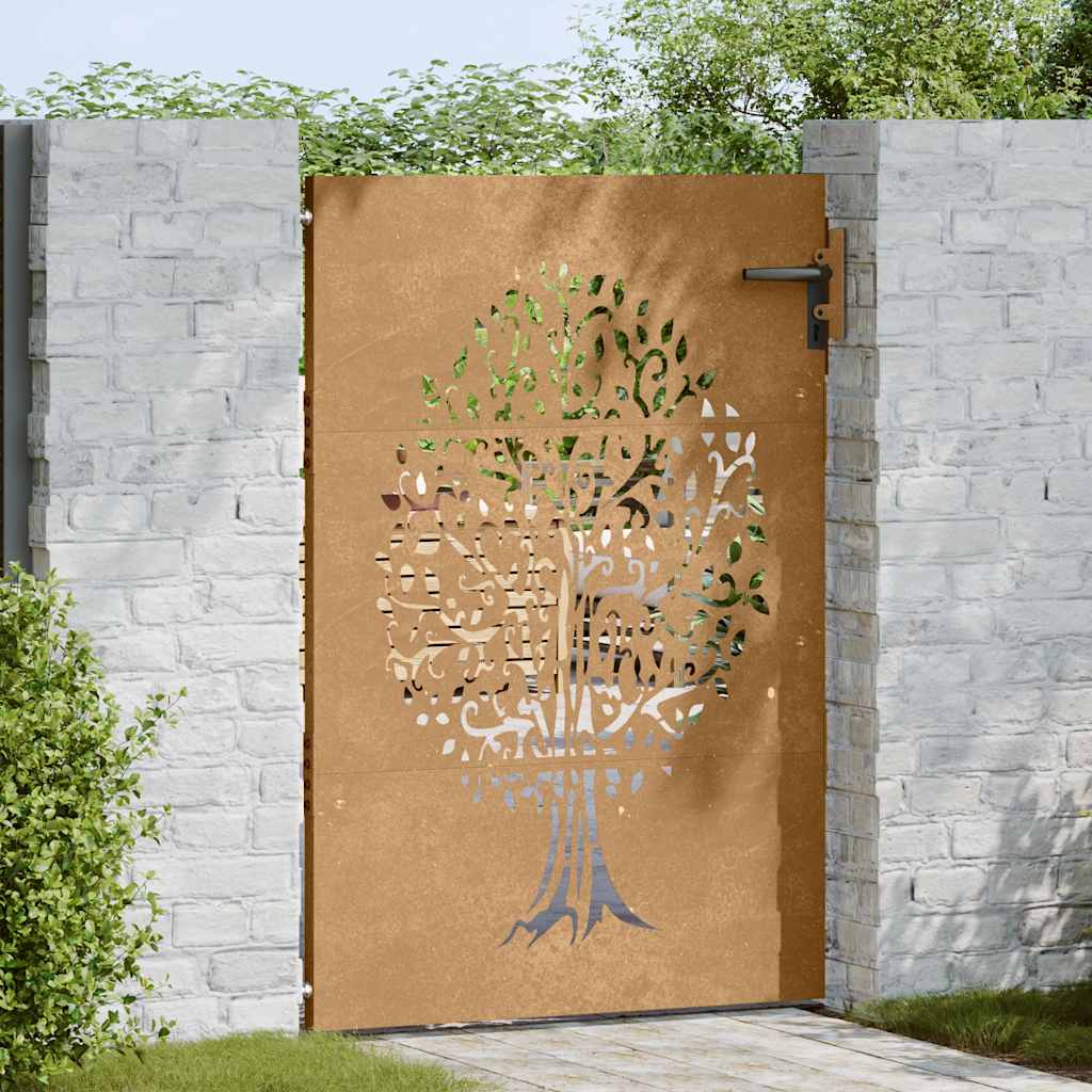 Gartentor 85x75 cm Cortenstahl Baum-Design