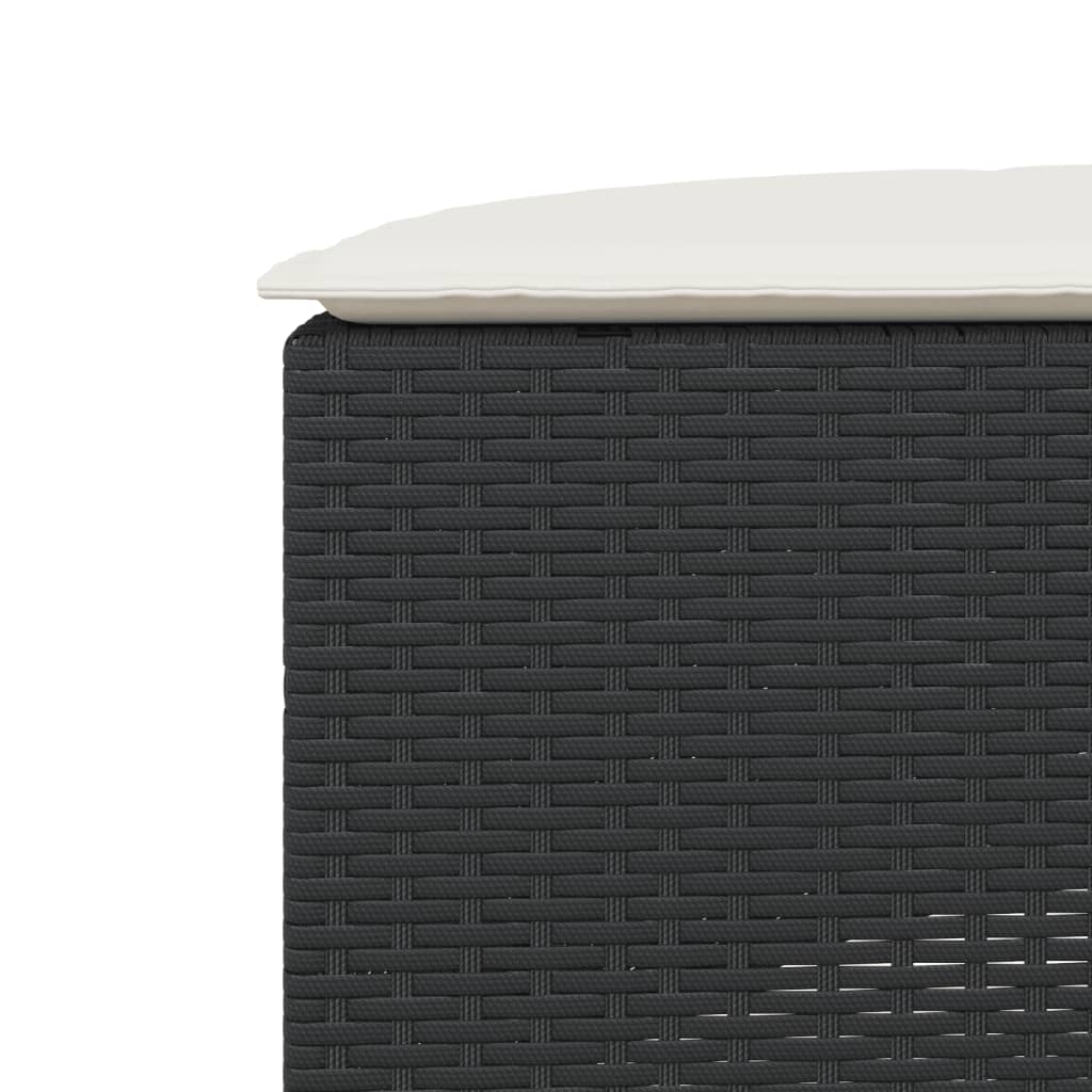 Gartenhocker mit Kissen Grau Poly Rattan