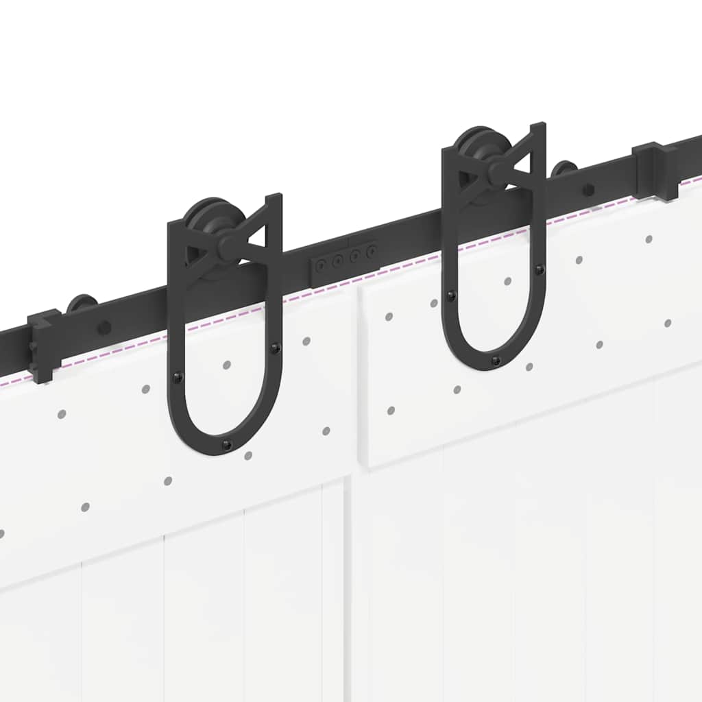 Schiebetürbeschlag-Set 366 cm Stahl Schwarz