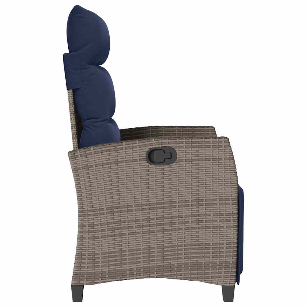 Gartensessel mit Beistelltisch Verstellbar Schwarz Poly Rattan