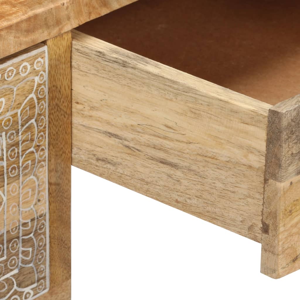 Schreibtisch Massivholz Akazie und Echtleder 117x50x76 cm