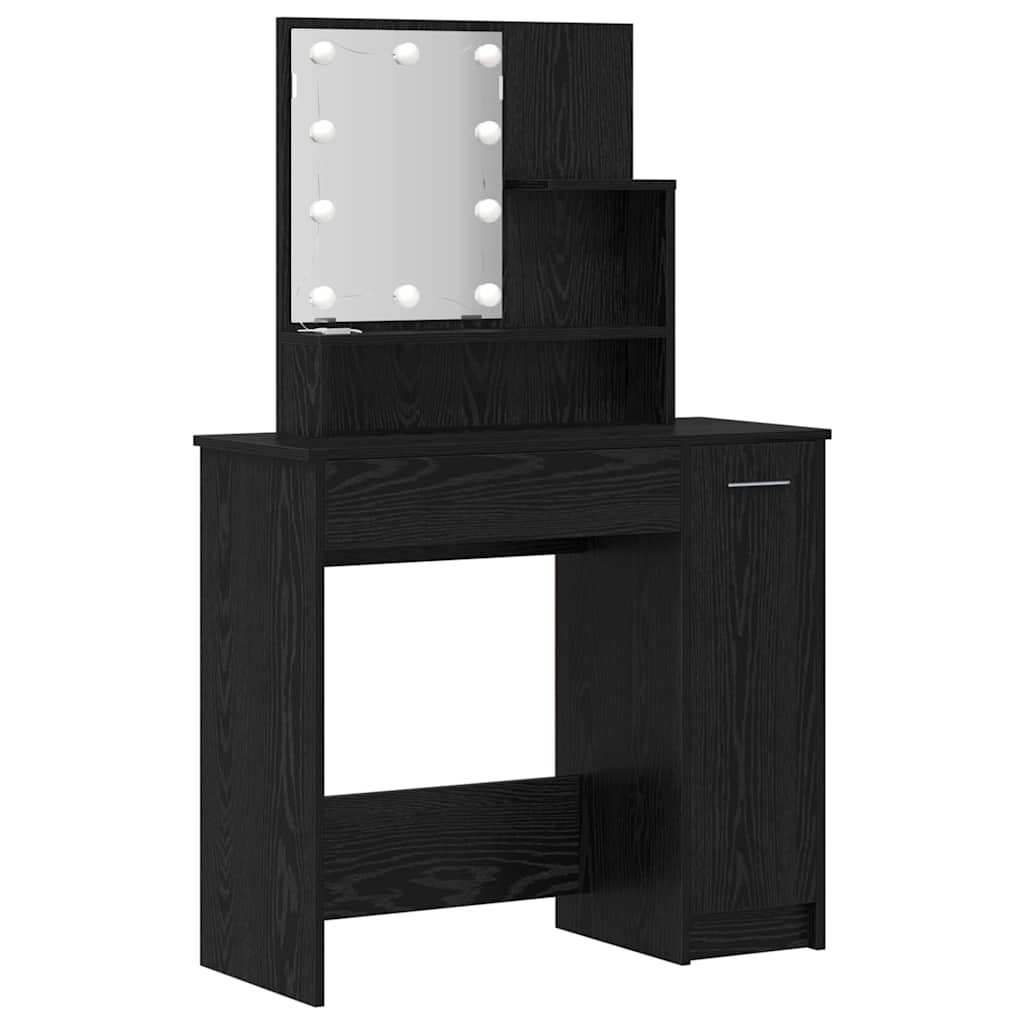 Schminktisch-Set mit LED Weiß Holzwerkstoff