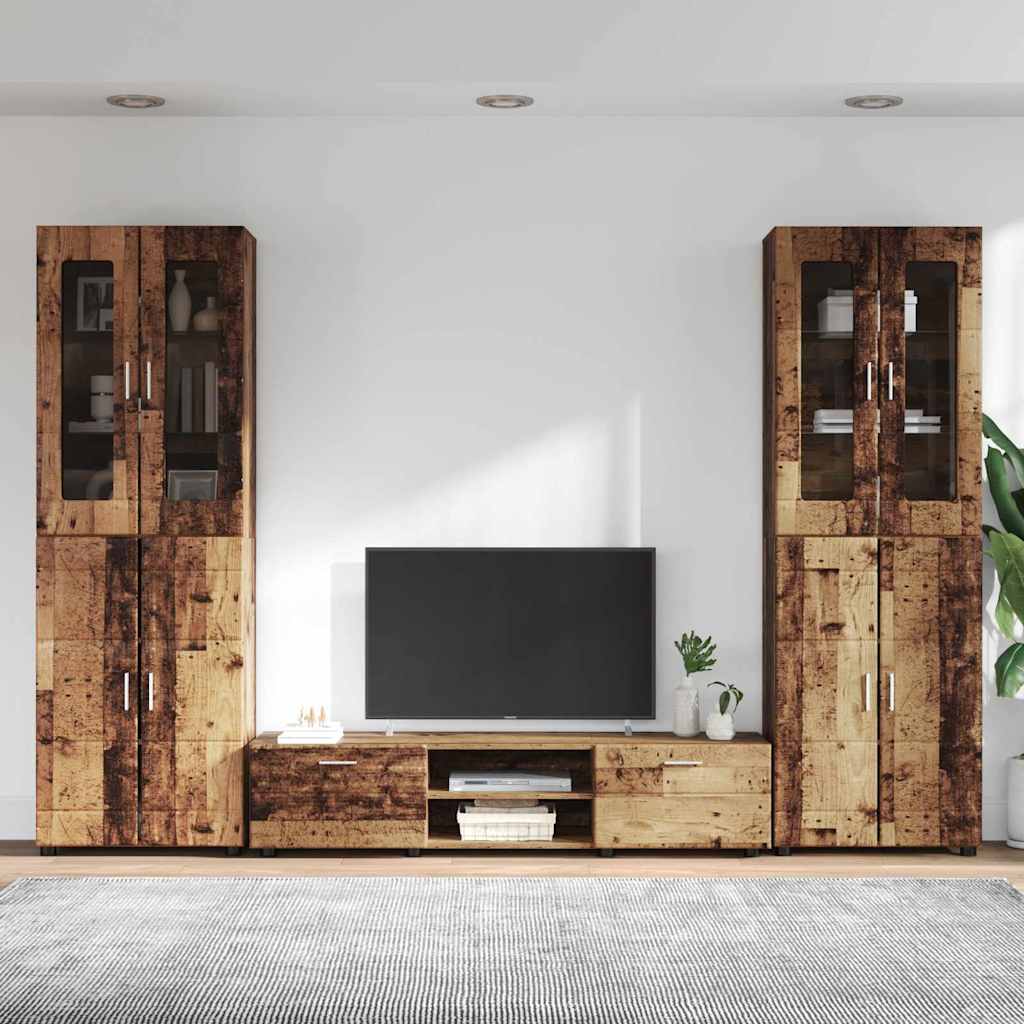 Highboard mit Regal FLORIN Weiß 60 x 35 x 182 cm Holzwerkstoff