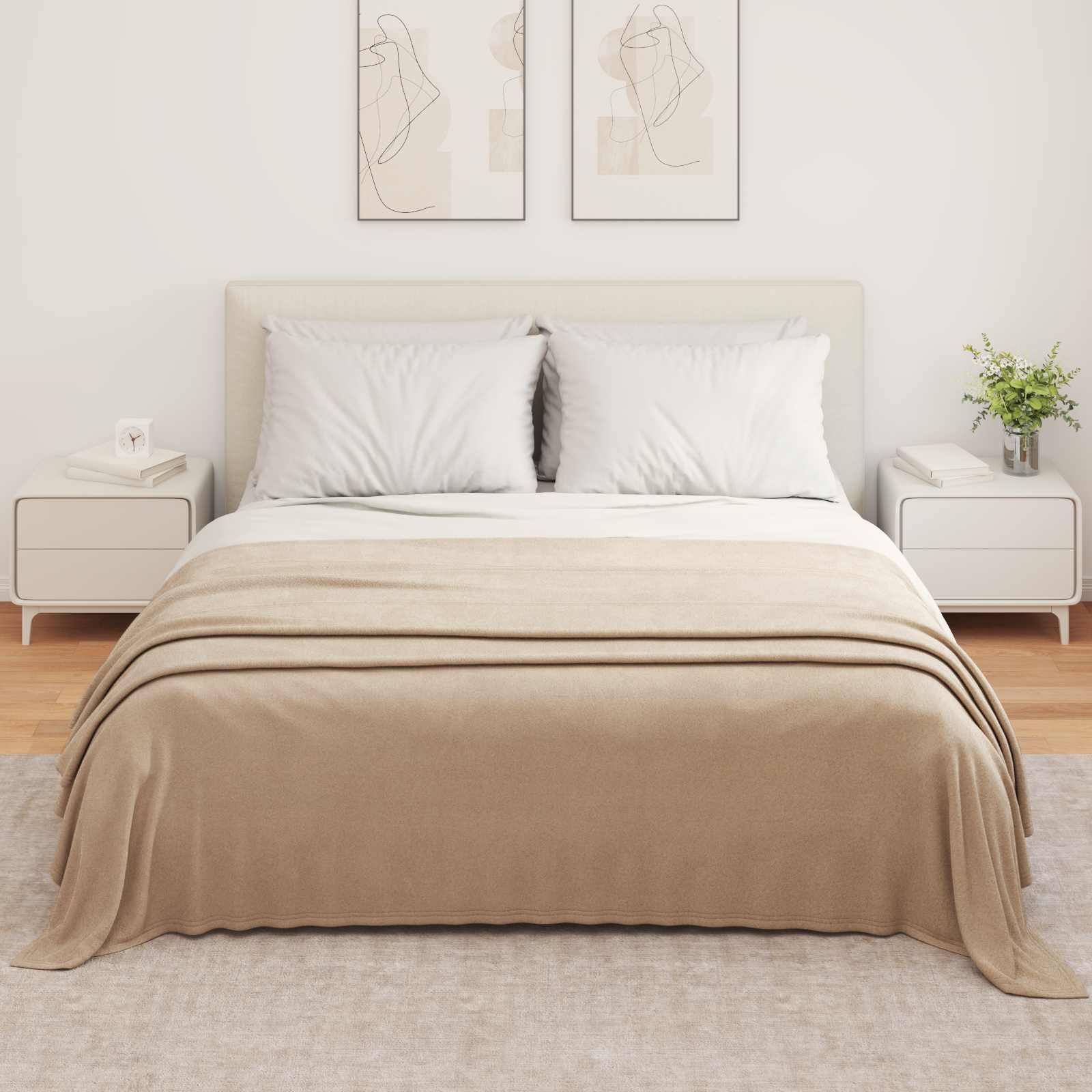 Überwurfdecke Creme 210 x 140 cm Fleece