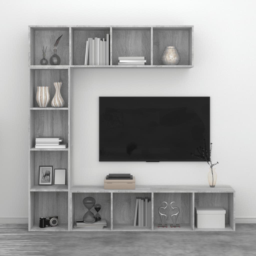 3-tlg. Bücher-/TV-Schrank Set Weiß 180×30×180 cm