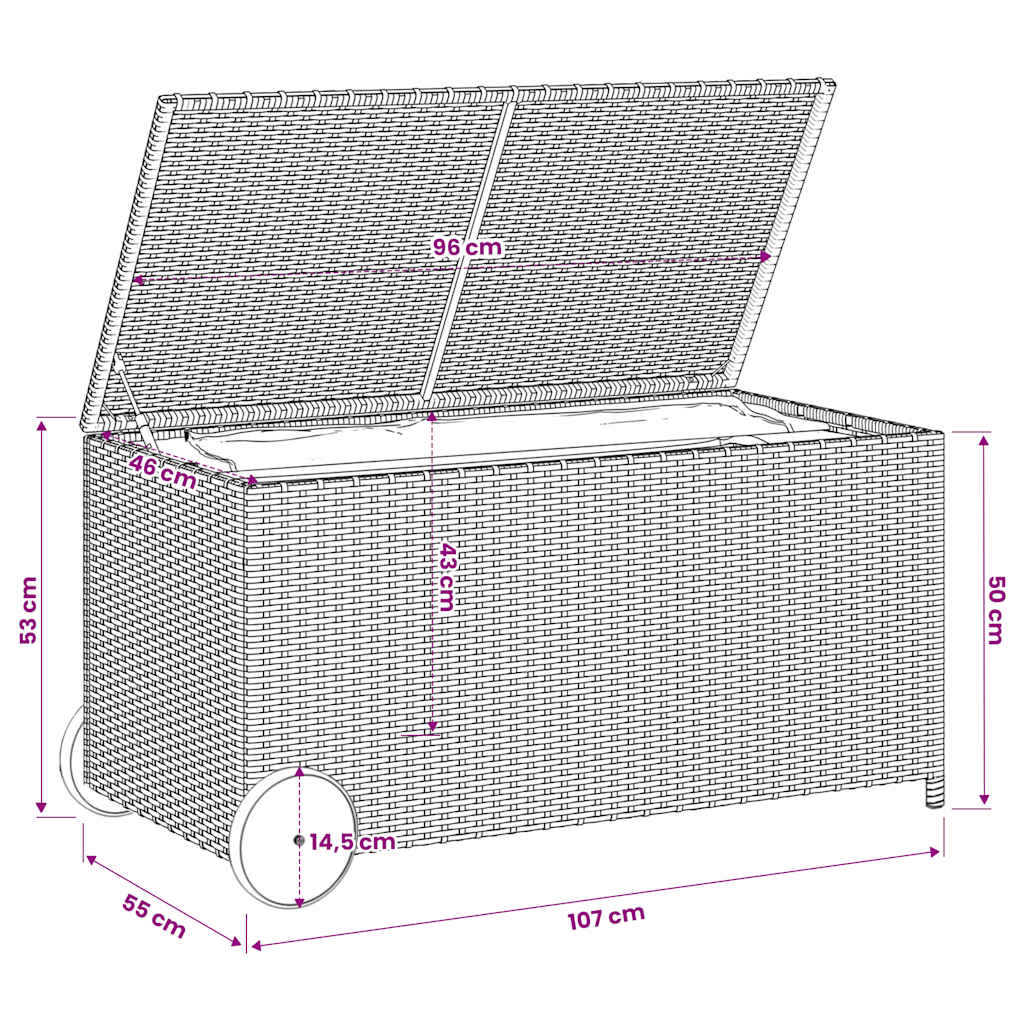 Gartentruhe Schwarz 283L Poly Rattan