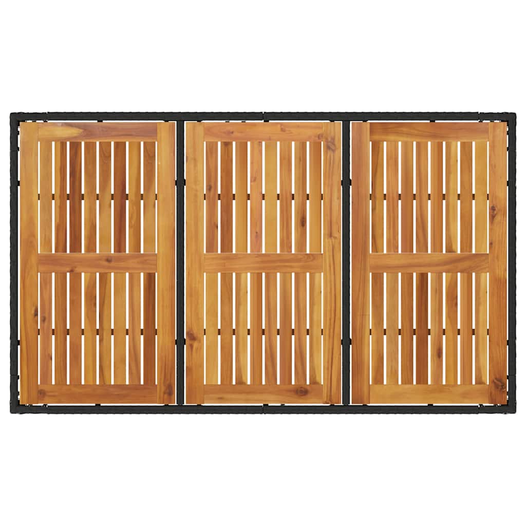 Gartentisch 190x90x75 cm Akazienholz und Poly Rattan Schwarz