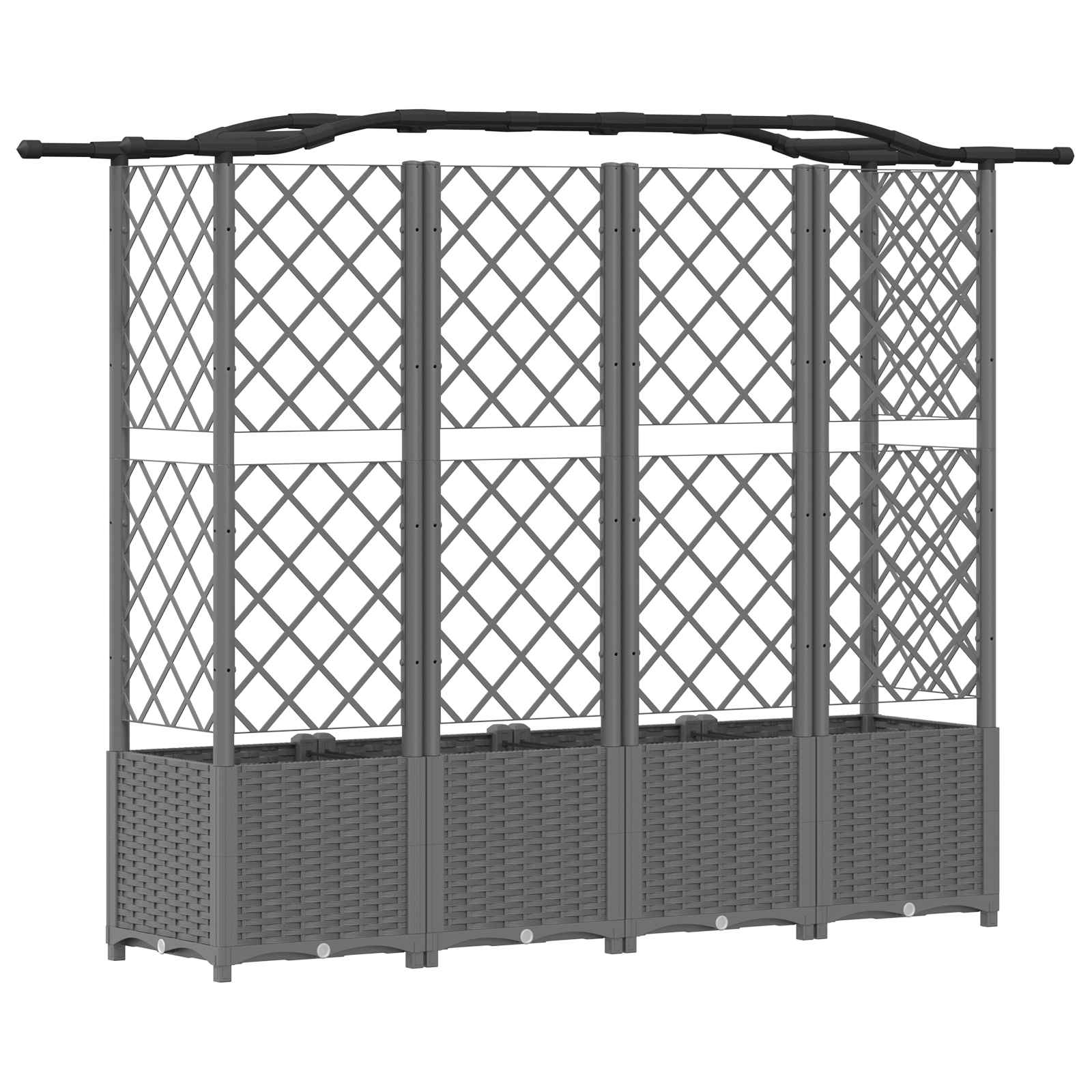 Hochbeet mit Rankgitter und Dach Braun 124 x 40 x 123 cm PP