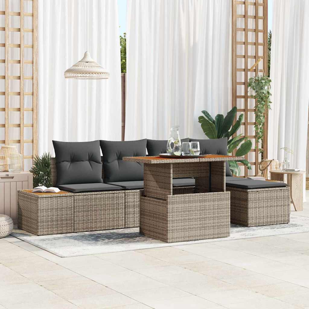 Garten Essgruppe mit Kissen 6 pcs Schwarz und Beige