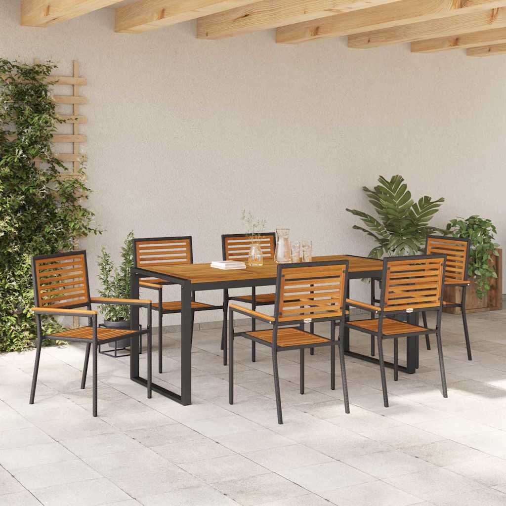 Garten Essgruppe 5 pcs Schwarz und Braun Poly-Rattan
