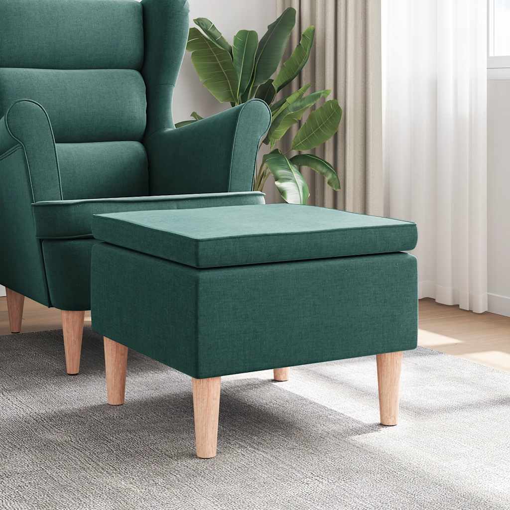 Hocker mit Holzbeinen Schwarz Stoff