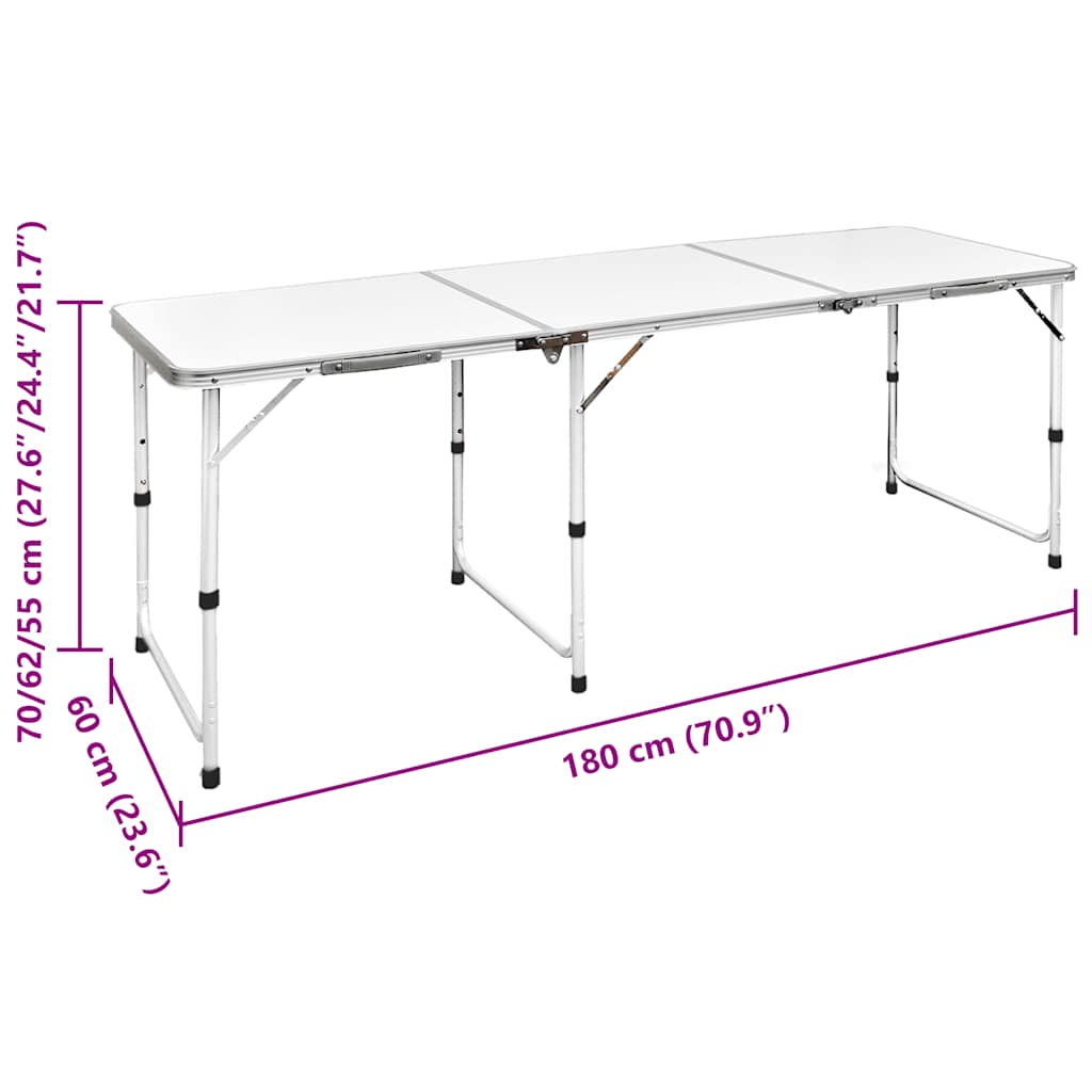 Campingtisch Klappbar Höhenverstellbar Aluminium 120x60 cm
