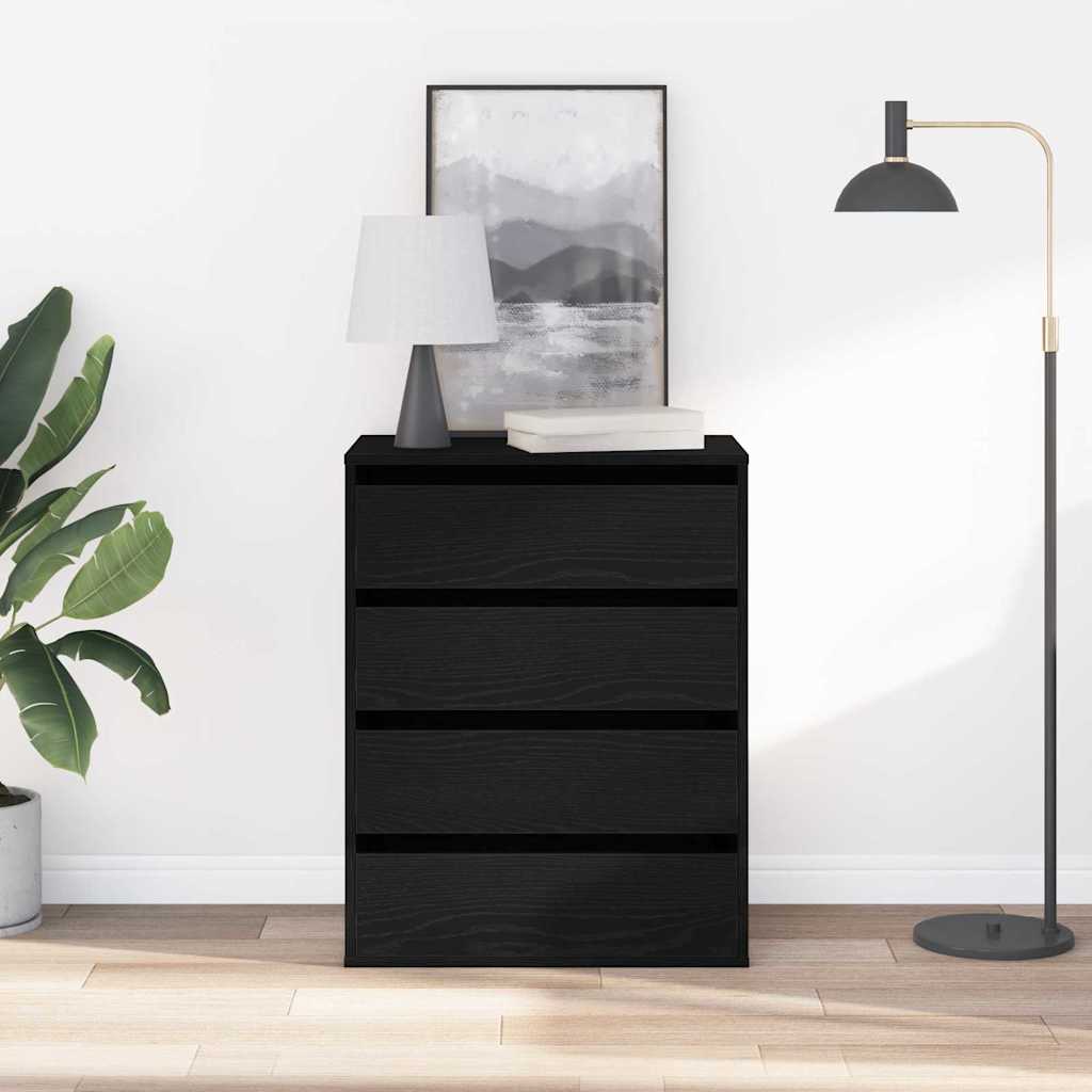 Schubladenschrank Schwarz Eichen-Optik 41 x 40 x 58 cm