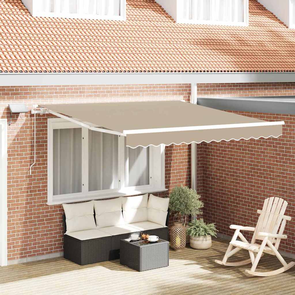 Markise Manuell Einziehbar mit LED 300x250 cm Blau und Weiß