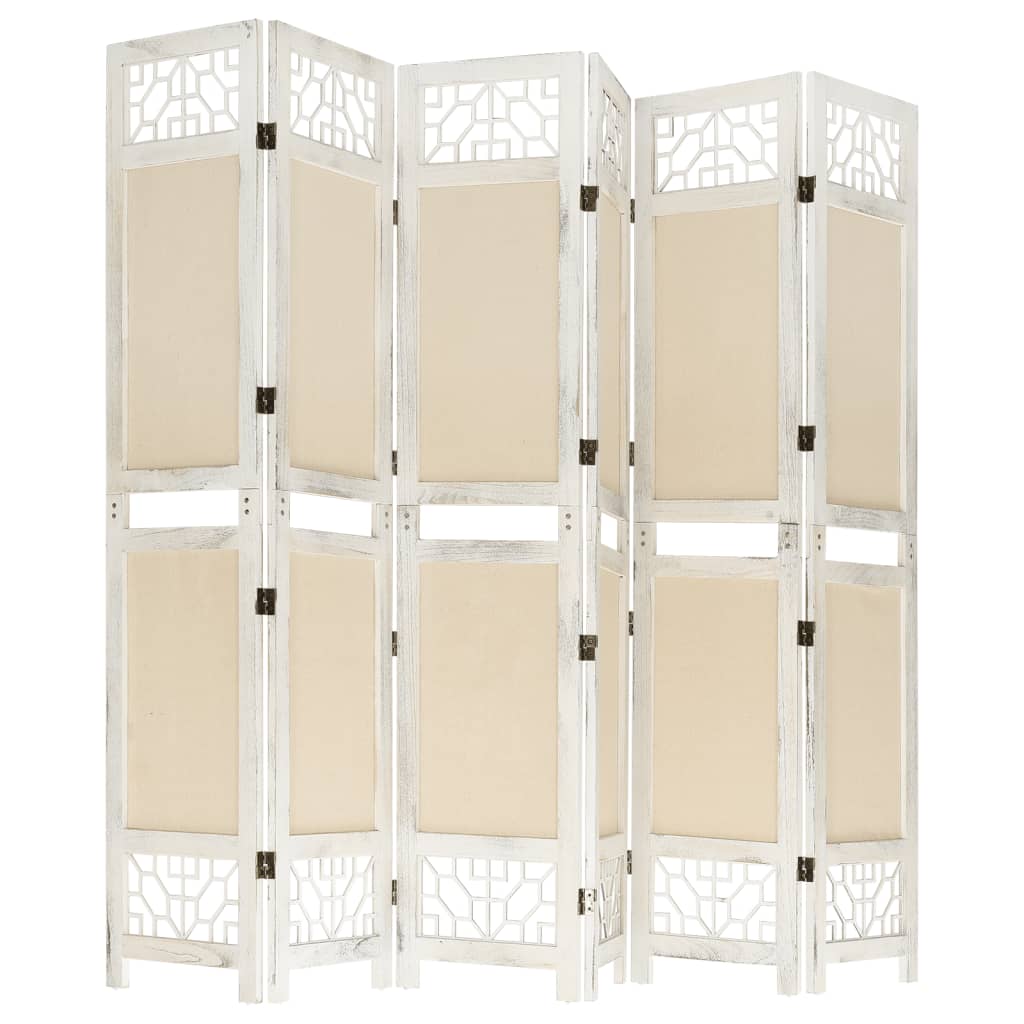 4-tlg. Raumteiler Creme 140x165 cm Stoff
