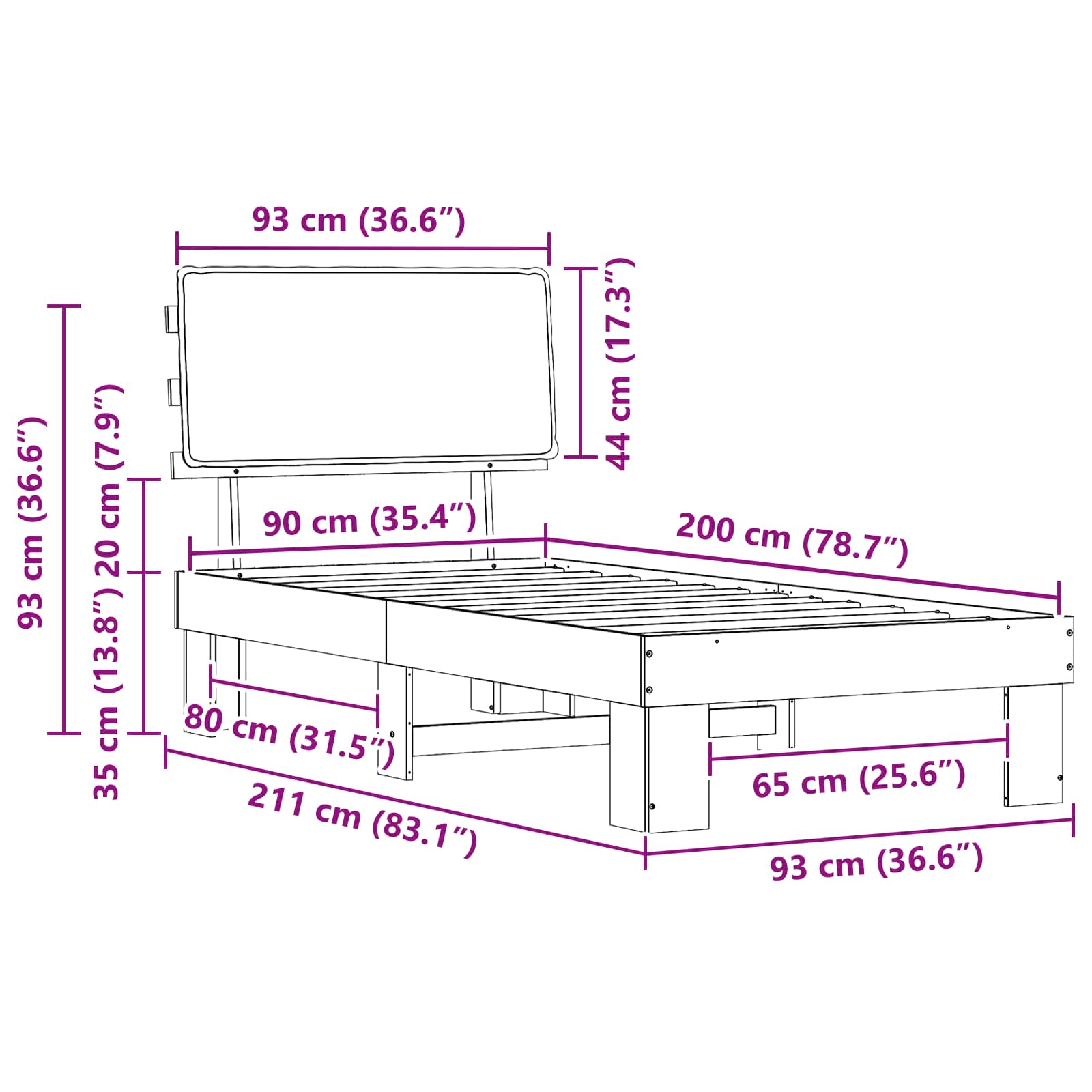 Bettgestell mit gepolstertem Kopfteil Hellgrau 200 x 200 cm