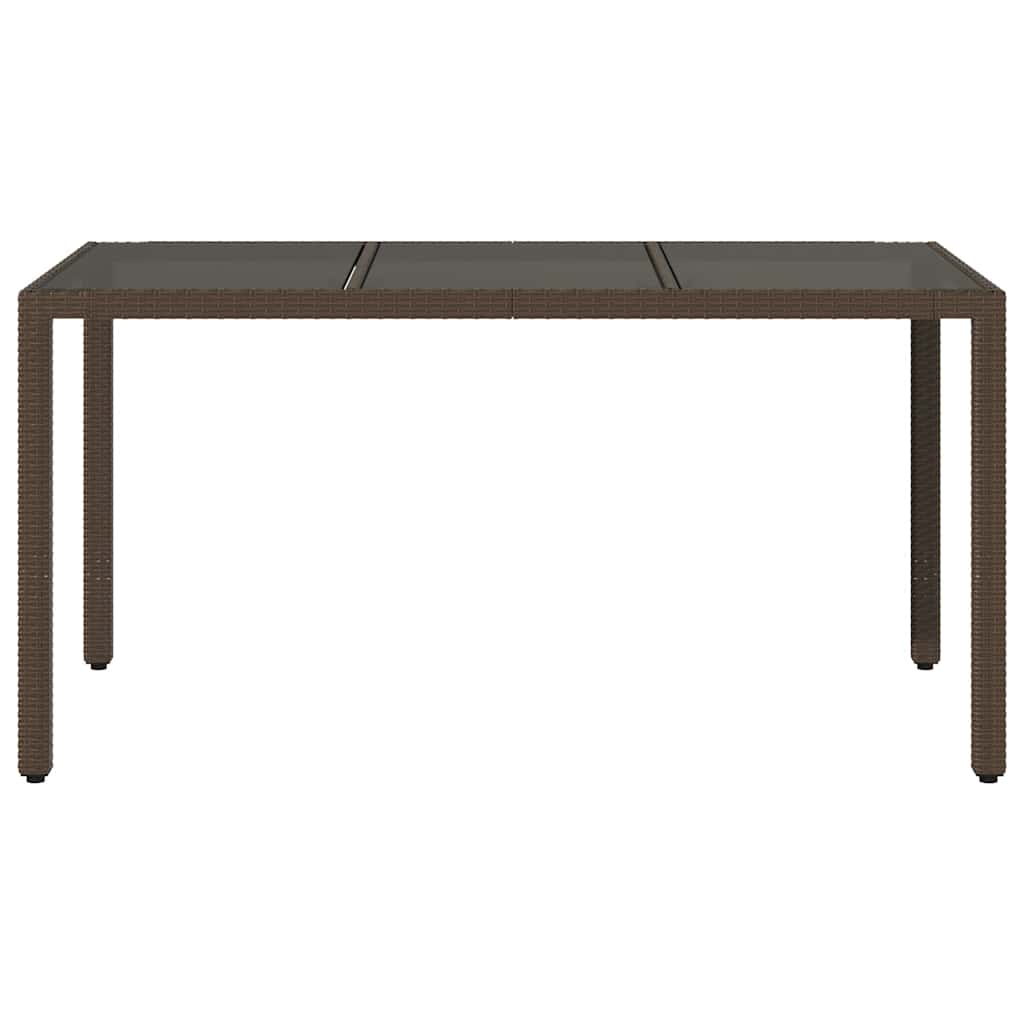 Gartentisch 150x90x75 cm Hartglas und Poly Rattan Schwarz