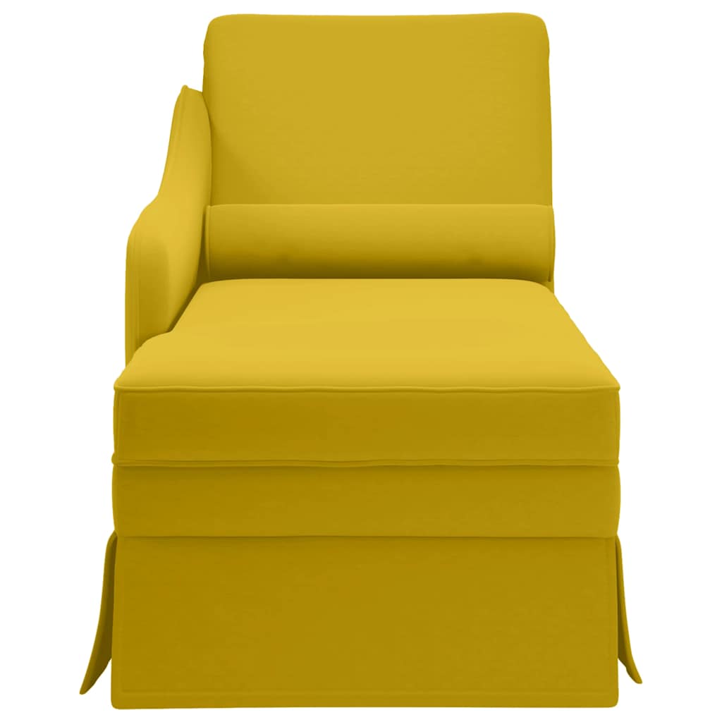 Chaiselongue mit Nackenrolle und Rechter Armlehne Blau Samt