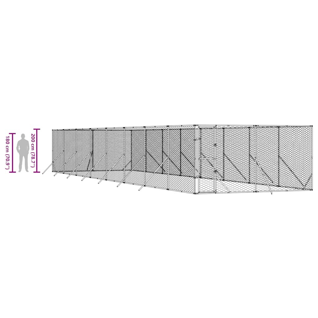 Outdoor-Hundezwinger Silbern 2x2x2 m Verzinkter Stahl