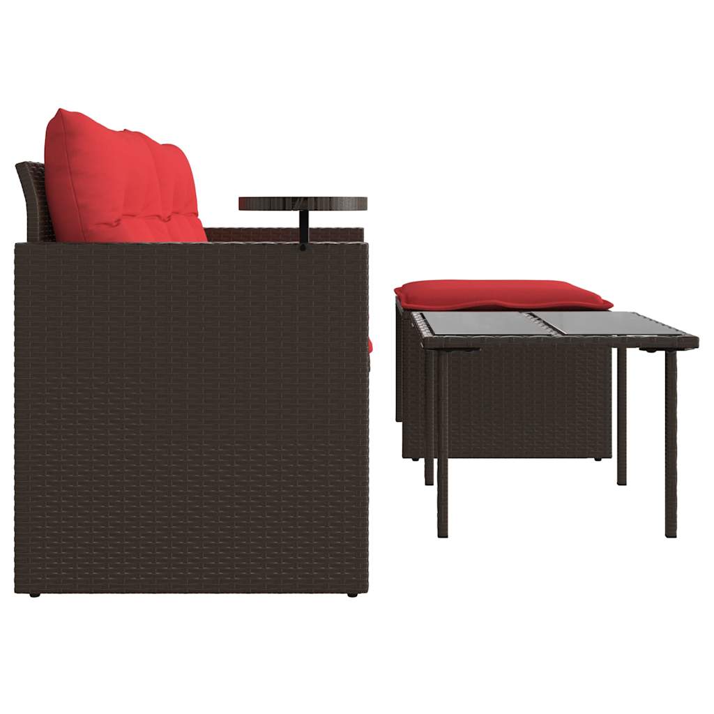 3-teiliges Gartensofa-Set mit Kissen, grau, Polyrattan