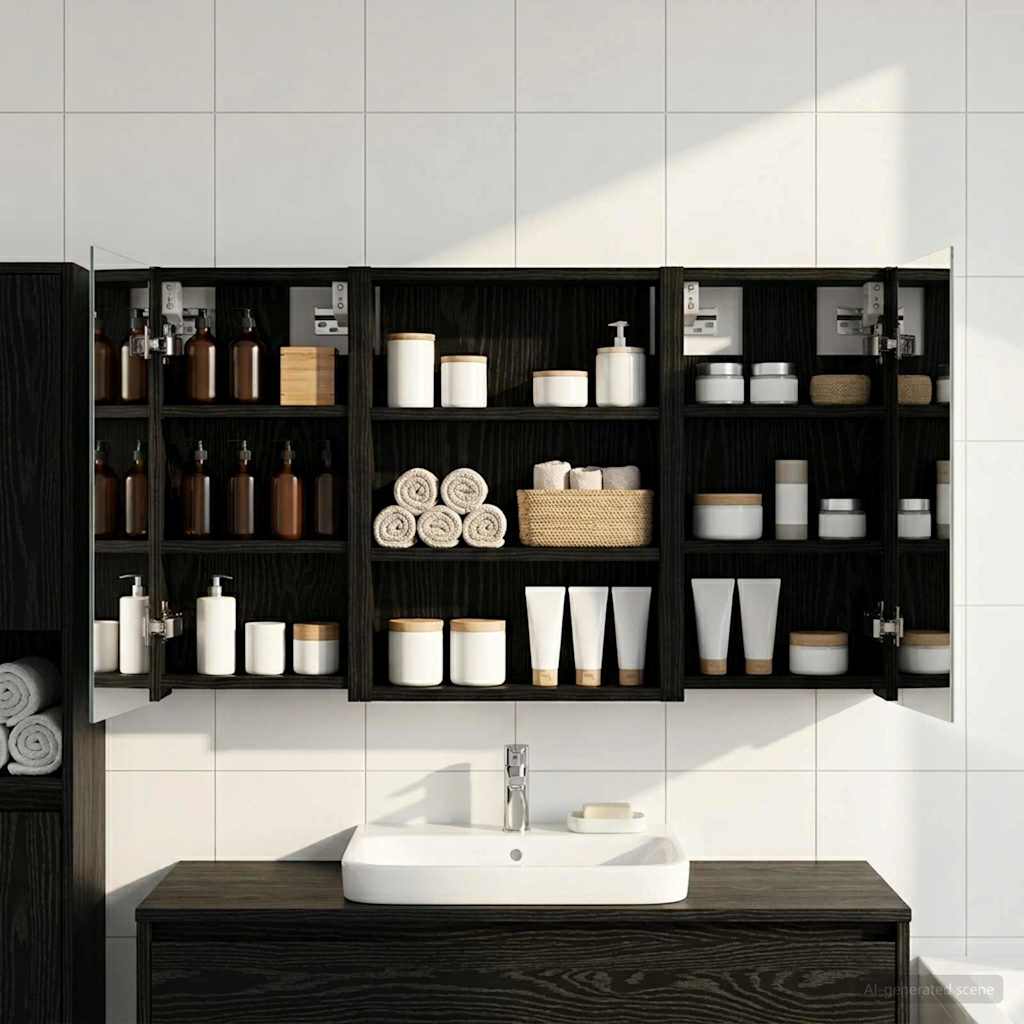 Badezimmerschrank-Set 3 pcs 80 x 10,5 x 50 cm Holzwerkstoff