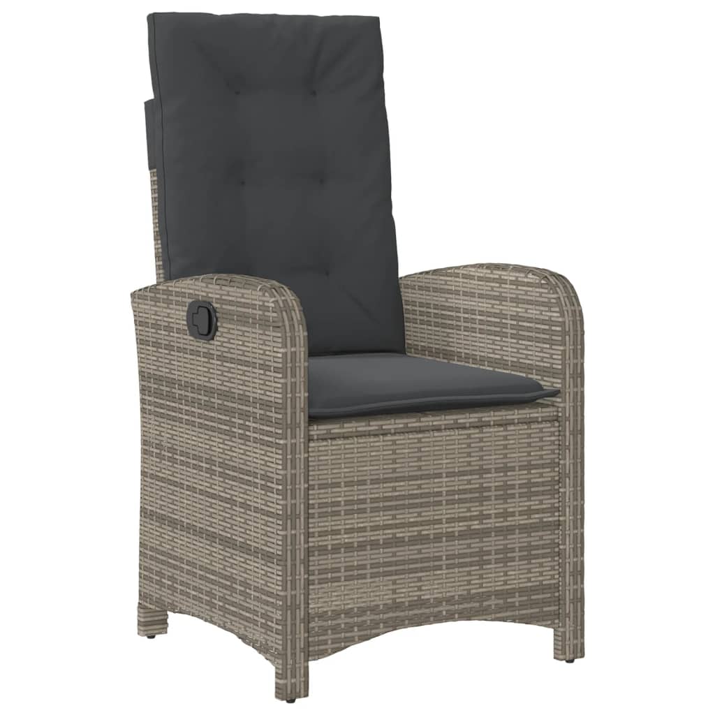 Gartensessel Verstellbar mit Kissen Schwarz Poly Rattan