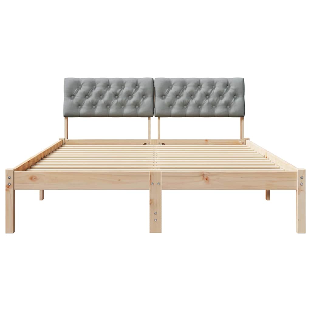 Bettgestell Braun und hellgrau 200 x 200 cm Massivholz Kiefer