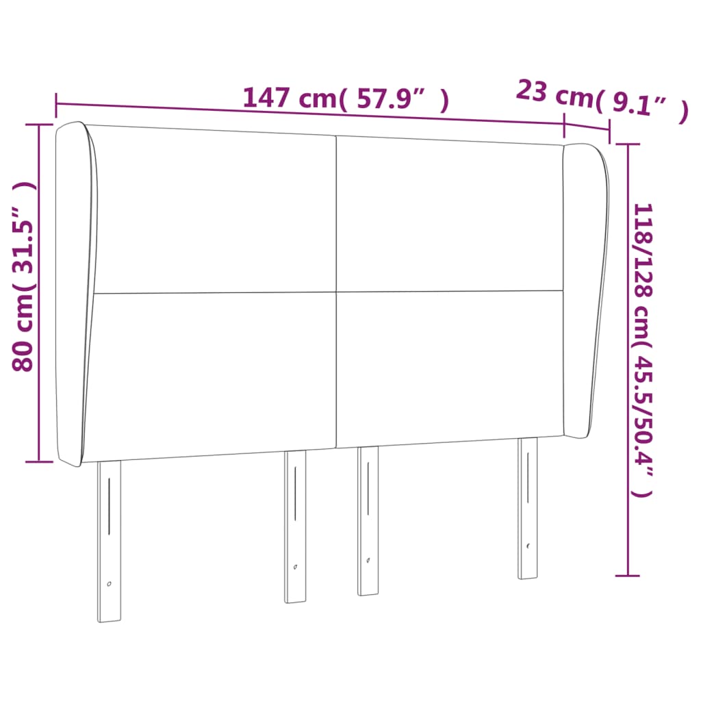 Kopfteil mit Ohren Creme 83x23x78/88 cm Kunstleder