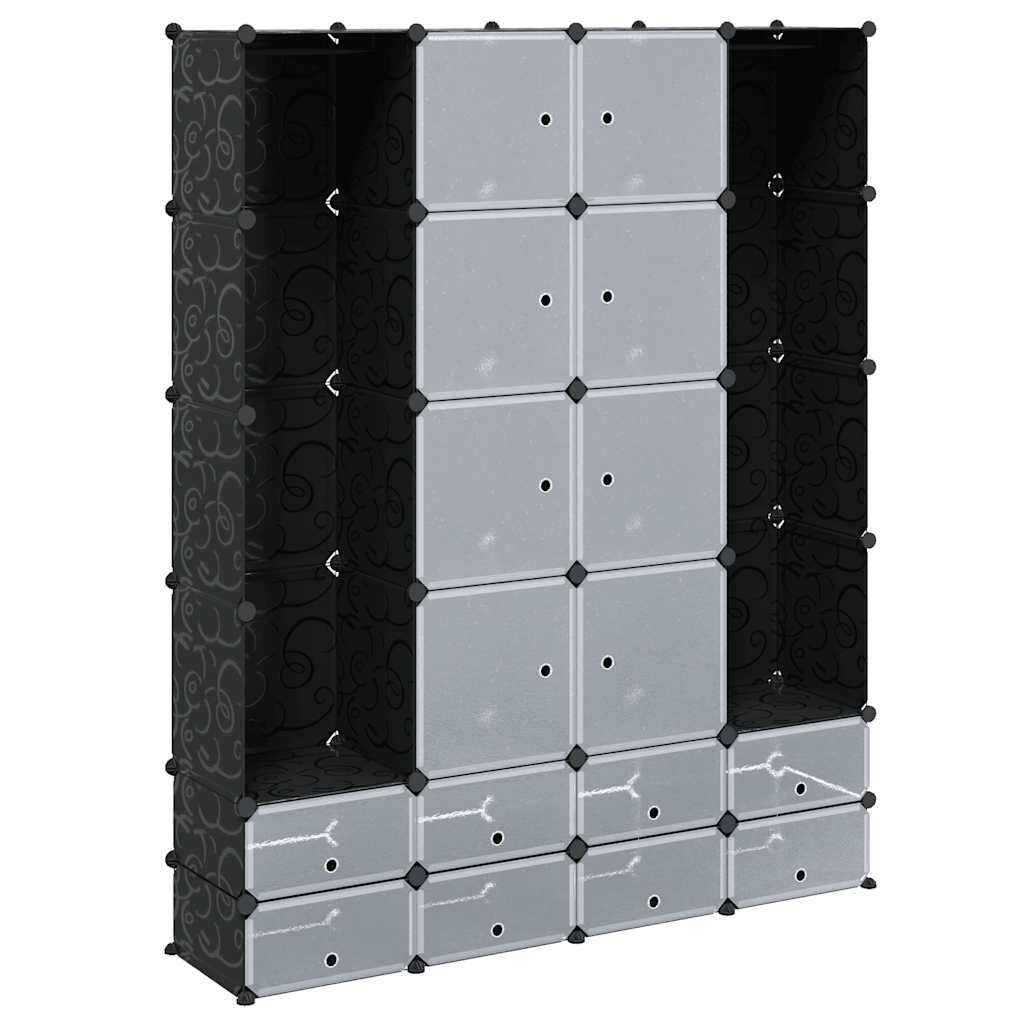 Modularer Schrank mit 9 Fächern 109x36,5x143cm Schwarz und Weiß