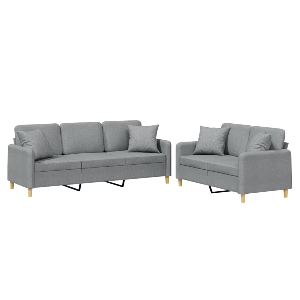 3-tlg. Sofagarnitur mit Kissen Braun Stoff