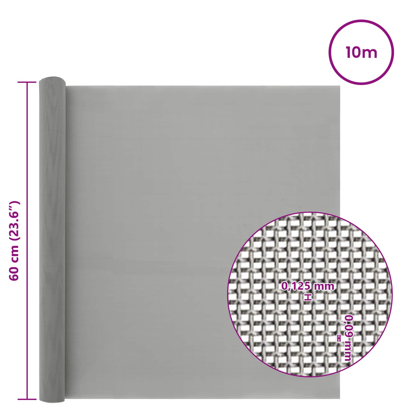 Mesh Bildschirm 20 x 500 cm 20 Mesh Edelstahl 201 Silber