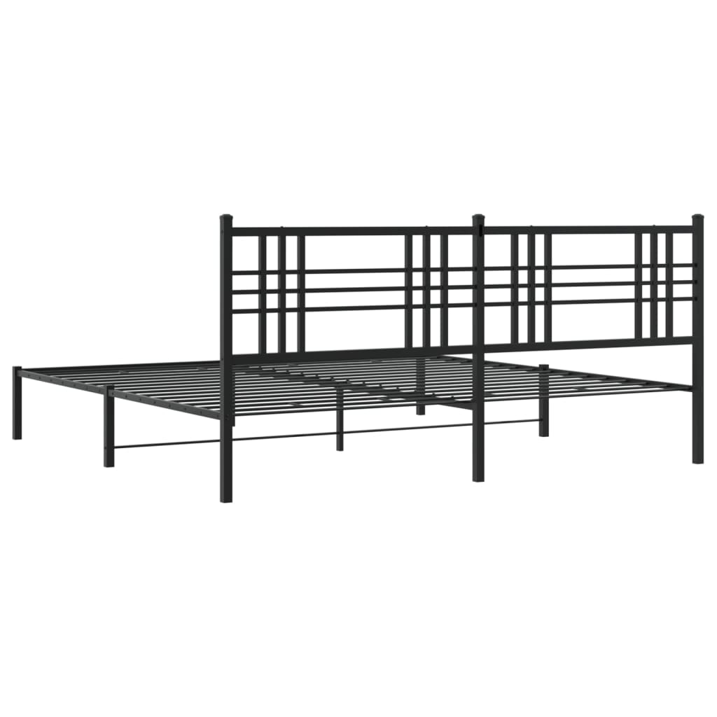 Bettgestell mit Kopf- und Fußteil Metall Schwarz 90x200 cm