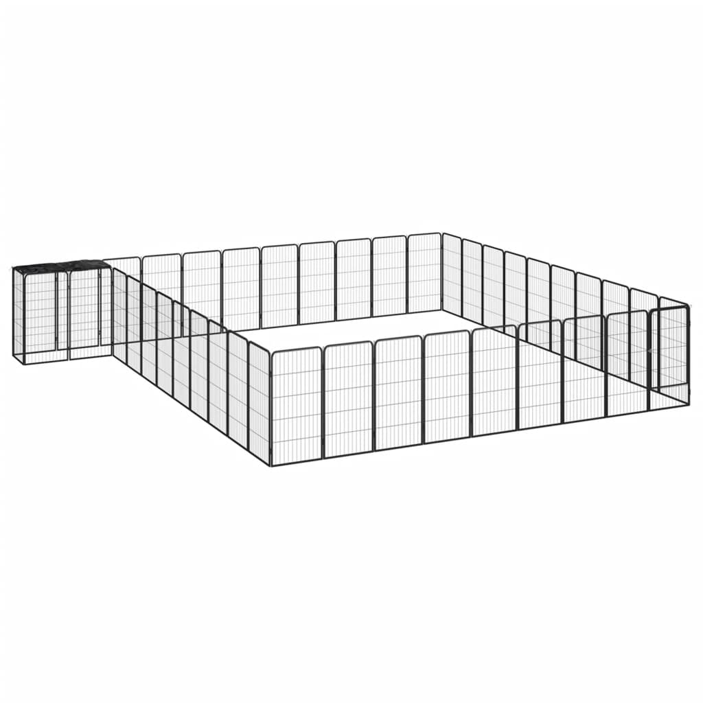 6-tlg. Hundelaufstall Schwarz 50x100cm Stahl Pulverbeschichtung