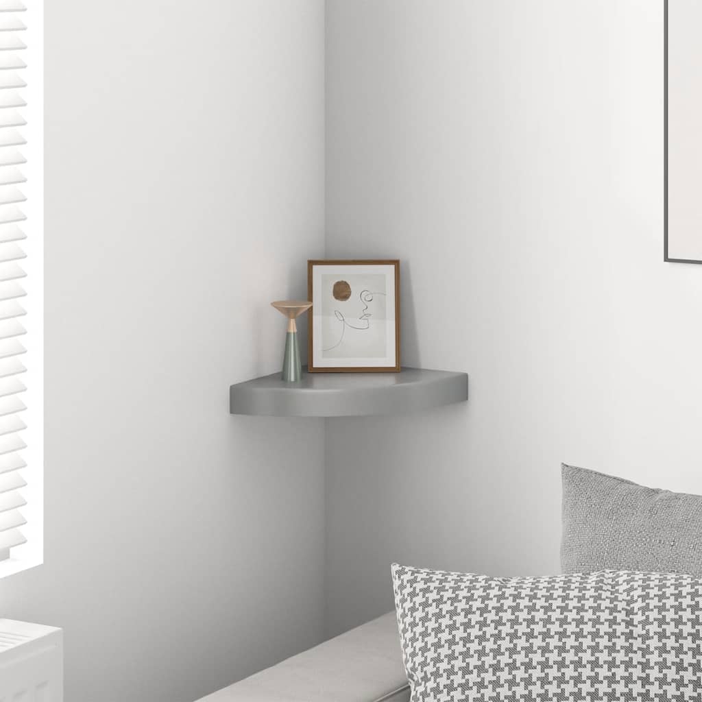 Schwebende Eckregale 2 Stk. Hochglanz-Weiß 25x25x3,8 cm MDF