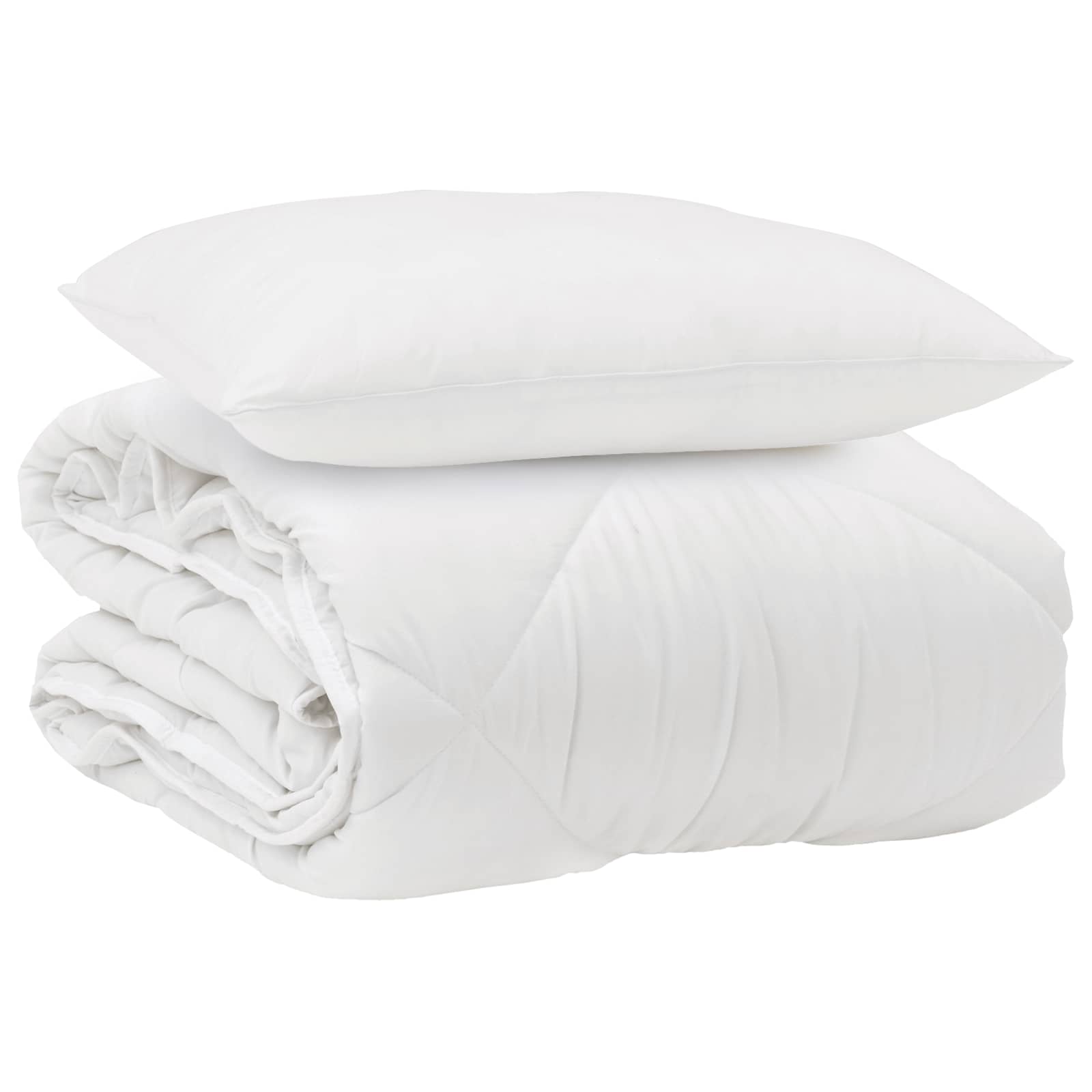 Ganzjahresbettdecke mit Kissen 2 pcs Weiß Mikrofaser