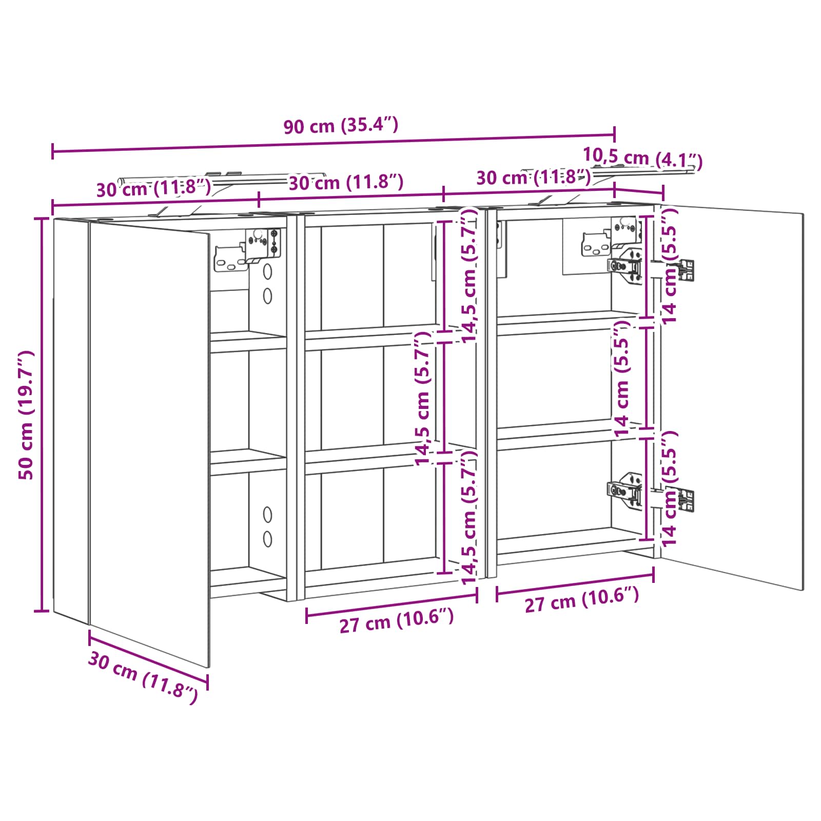 Badezimmerschrank-Set 3 pcs 80 x 10,5 x 50 cm Holzwerkstoff