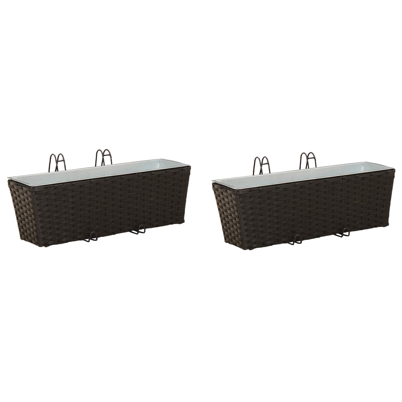 Balkon 2 pcs Schwarz 50 x 17 x 17 cm Metall